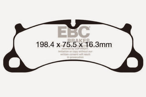 EBC 12-15 Porsche 911 (991) (Cast Iron Rotor only) 3.8 Carrera S Yellowstuff Front Brake Pads - DP42144R