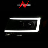 ANZO 2004-2008 Ford  F-150 Projector Headlights w/ Light Bar Black Housing - 111541