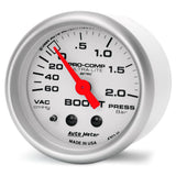 Autometer Ultra-Lite 52mm 60cm/HG-2.0Bar Mechanical Vacuum/Boost Gauge - 4303-M