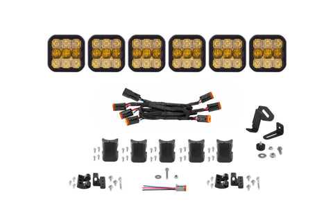 Diode Dynamics SS5 Sport Universal CrossLink 6-Pod Lightbar - Yellow Combo - DD6799