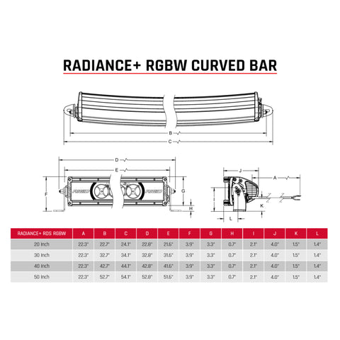 Rigid Industries Radiance+ Curved 30in. RGBW Light Bar - 330053