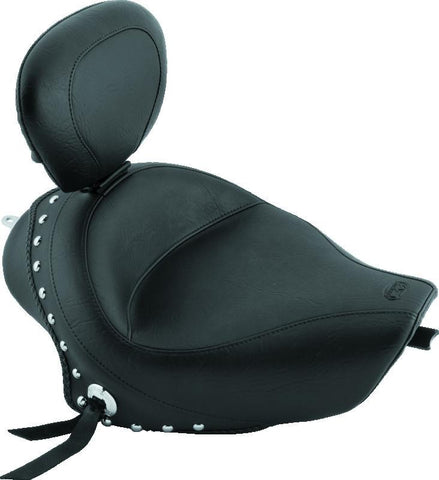 Mustang 04-21 Harley Sportster 3.3 Wide Stud Touring Solo Seat w/Driver Backrest - Black - 79439
