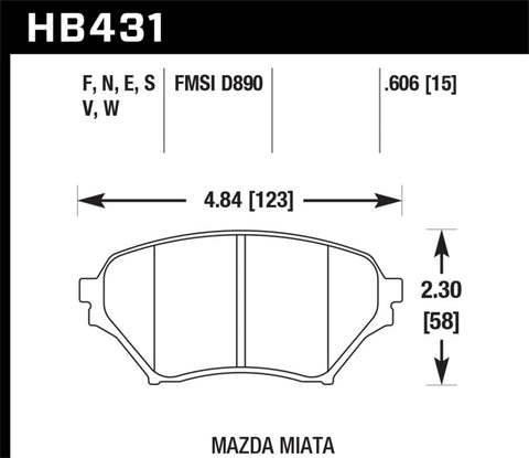 Hawk 01-05 Mazda Miata DTC-50 Front Brake Pads - HB431V.606