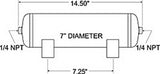 Firestone Air Tank 2 Gallon 7in. x 14.5in. (2) 1/4in. NPT Ports 150 PSI Max - Black (WR17609126) - 9126