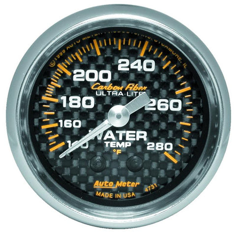 Autometer Carbon Fiber 52mm Water Temperature Gauge - 4731