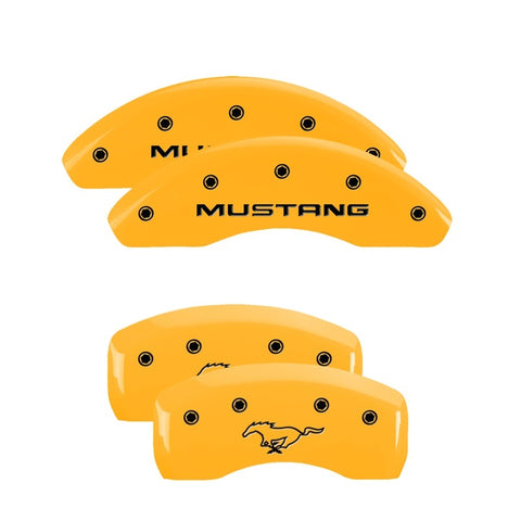MGP 4 Caliper Covers Engraved Front Mustang Rear Pony Yellow Finish Black Char 1997 Ford Mustang - 10224SMPYYL