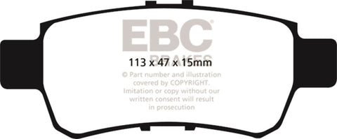 EBC 05-10 Honda Odyssey 3.5 Greenstuff Rear Brake Pads (For 11.7in. Rotors) - DP61744