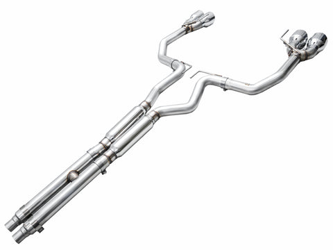 AWE 2024 Ford Mustang GT Fastback S650 RWD Track Edition Cat-Back Exhaust w/ Quad Chrome Silver Tips - 3020-42650