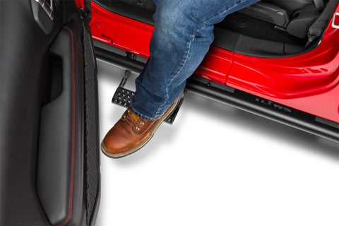 N-Fab RKR Rails 2018 Jeep Wrangler JL 4 Door Dab Length - Gloss Black - 1.75in - J184RKRS4