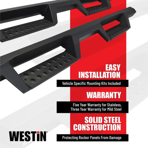 Westin 2019 Chevrolet Silverado / GMC Sierra 1500 Crew Cab Drop Nerf Step Bars - Textured Black - 56-14135