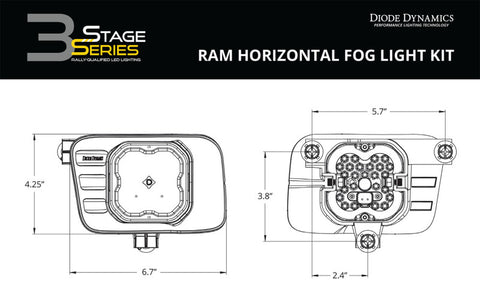 Diode Dynamics SS3 Max Type Ram Horiz Kit ABL - Yellow SAE Fog - DD7082