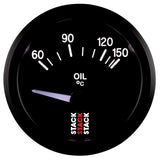 Autometer Stack 52mm 60-150 Deg C M10 Male Electric Oil Temp Gauge - Black - ST3209