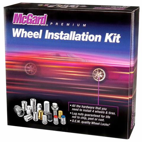 McGard 5 Lug Hex Install Kit w/Locks (Cone Seat Nut / Bulge) M12X1.5 / 3/4 Hex / 1.45in L - Chrome - 84537
