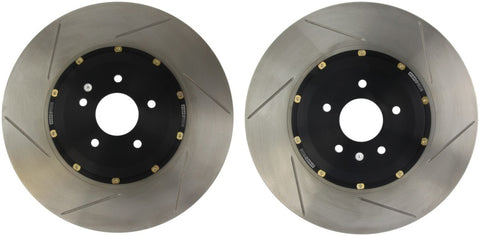 StopTech 07-08 Audi RS4 AeroRotor 2pc Slotted and Zinc Plated Front Rotor (Pair) - 81.113.9931