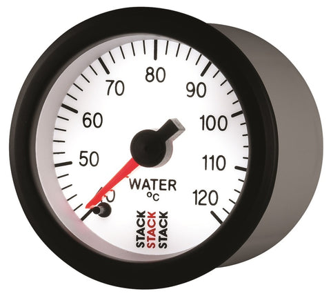 Autometer Stack 52mm 40-120 Deg C 1/8in NPTF Male Pro Stepper Motor Water Temp Gauge - White - ST3357