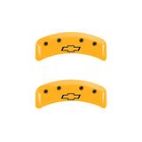 MGP 4 Caliper Covers Engraved Front & Rear Bowtie Yellow Finish Black Char 1997 Chevrolet Camaro - 14026SBOWYL