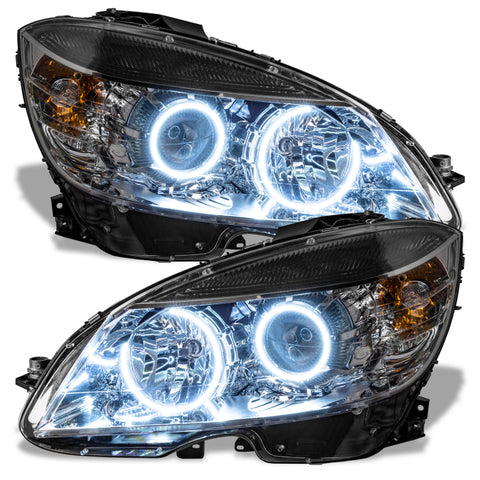 Oracle 08-11 Mercedes Benz C-Class Pre-Assembled Headlights - Chrome Housing - White - 7115-001