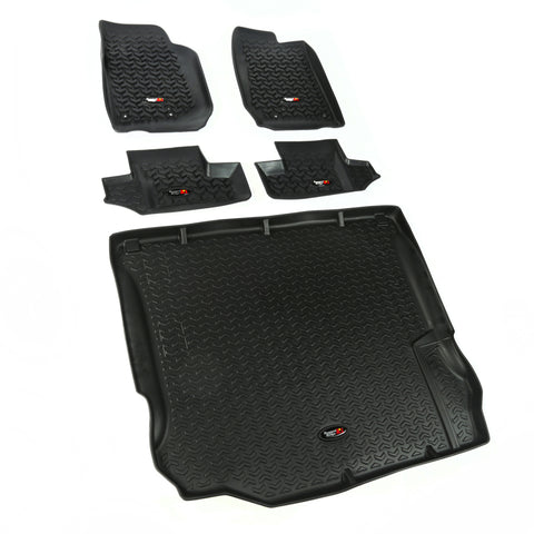 Rugged Ridge Floor Liner Front/Rear/Cargo Black 2011-2018 Jeep Wrangler JK 2 Dr - 12988.03