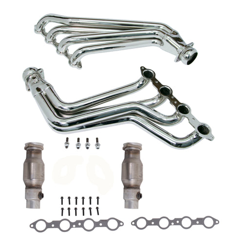 BBK 10-15 Camaro LS3 L99 Long Tube Exhaust Headers With Converters - 1-3/4 Chrome - 4021