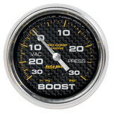 Autometer Marine Carbon Fiber Gauge 2-5/8in Mechanical Vacuum/Boost Gauge 30INHG-30PSI - 200775-40
