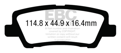 EBC 12+ Cadillac ATS 2.0 Turbo Redstuff Rear Brake Pads - DP33012C