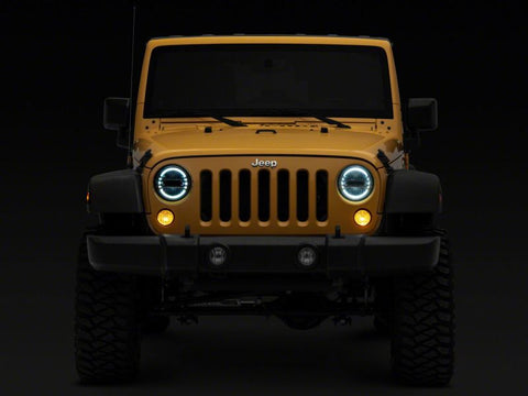 Raxiom 97-18 Jeep Wrangler TJ & JK Axial 7-In LED Headlights w/ DRL- Chrome Housing (Clear Lens) - J155569