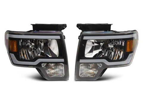 Raxiom 09-14 Ford F-150 Axial Series Headlight w/ SEQL LED Bar- Blk Housing (Clear Lens) - T566368