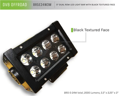 DV8 Offroad BRS Pro Series 5in Light Bar 24W Spot 3W LED - Black - BR5E24W3W