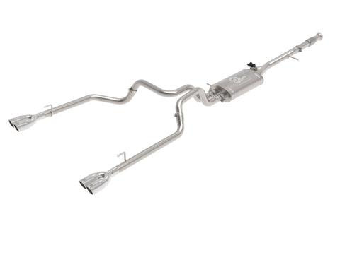 aFe Gemini XV 3in 304 SS Cat-Back Exhaust w/ Cutout 19-21 GM Silverado/Sierra 1500 V8- w/ Black Tips - 49-34139-P