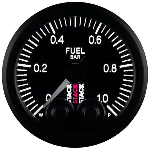 Autometer Stack 52mm 0-1 Bar M10 Male Pro-Control Fuel Pressure Gauge - Black - ST3503
