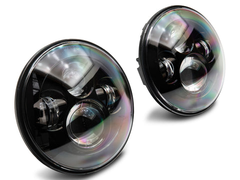 Raxiom 97-18 Jeep Wrangler TJ/JK Axial Series LED Daymaker Headlights- Black Housing (Clear Lens) - J108042