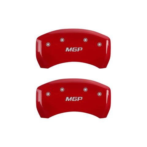 MGP 4 Caliper Covers Engraved Front & Rear MGP Red Finish Silver Characters 2015 BMW I8 - 22234SMGPRD