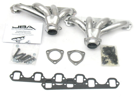 JBA Ford 260-351W SBF 1-5/8in Primary Silver Ctd Tight Tuck Header - 1615SJS