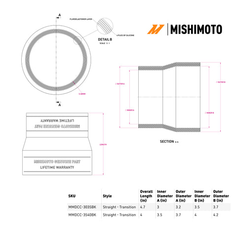 Mishimoto 3in-3.5in Transition Boot - MMDCC-3035BK