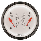 AutoMeter Gauge Dual Fuel & Oilp 3-3/8in. 240 Ohm(e) to 33 Ohm(f) & 100PSI Elec Arctic White - 1313