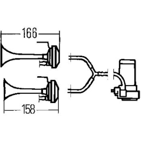 Hella Twin Trumpet Horn Kit 12V 240W 795-800Hz 118dB - 003001651