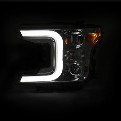 ANZO 18-19 Ford F-150 Projector Headlights w/Plank Style Switchback Chrome w/Amber - 111399