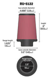 K&N Filter Universal Rubber Filter 3.25  Flange 5.5 Base 4.6875 Top 8 Height - RU-5122