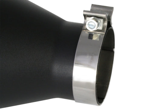 aFe MACHForce XP Exhausts Tips SS-304 EXH Tip 4In x 7Out x 18L Bolt-On (blk) - 49-92023-B
