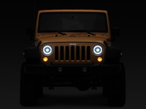 Raxiom 07-18 Jeep Wrangler JK Axial Series LED Headlights- Black Housing (Clear Lens) - J132813