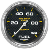 Autometer Marine Carbon Fiber 2-5/8in 100 PSI Digital Stepper Motor Fuel Pressure Gauge - 200851-40