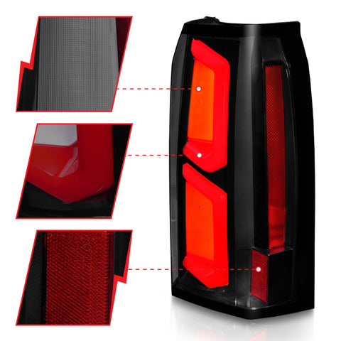 ANZO 2015-2020 Chevrolet Tahoe LED Tail Lights w/ Light Bar Black Housing Smoke Lens - 311375