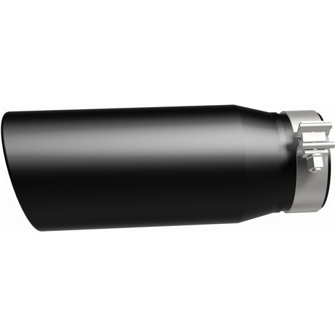 MagnaFlow Tip Stainless Black Coated Single Double Round Single Outlet 5in Dia 4in Inlet 13in L - 35240