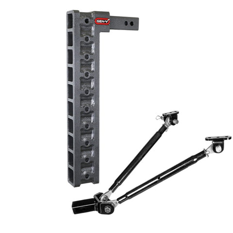 Gen-Y Mega Duty 2in Shank 22.2in Drop 1.5K TW 10K Hitch w/GH-0100 Stabilizer Kit - GH-3010