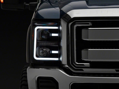 Raxiom 11-16 Ford F-250 Super Duty LED Projector Headlights - Blk Housing (Clear Lens) - SD3620