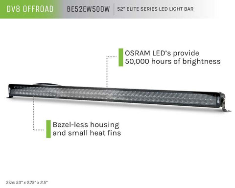 DV8 Offroad 52in Elite Series Light Bar 500W LED - Black - BE52EW500W