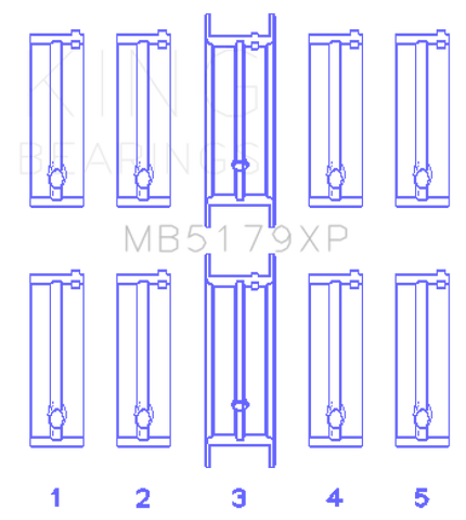 King Engine Bearings Opel C20Xe/X18Xe/X22Xe (Size +0.50mm) Main Bearing Set - MB5179XP0.5