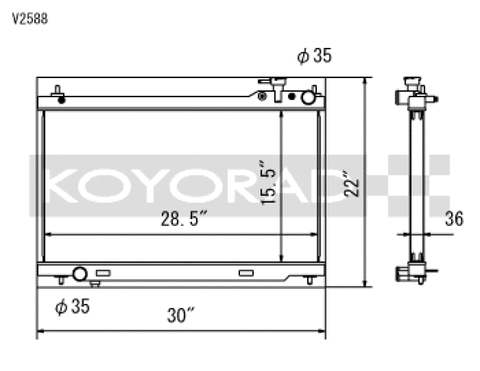 Koyo 03-07 Infiniti G35 Coupe / 03-06 G35 Sedan VQ35DE (MT) Radiator - V2588