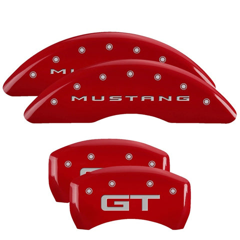 MGP 4 Caliper Covers Engraved Front 2015/Mustang Engraved Rear 2015/GT Red finish silver ch - 10201S2MGRD