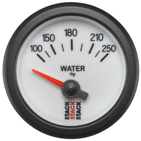 Autometer Stack 52mm 100-250 Deg F 1/8in NPTF Electric Water Temp Gauge - White - ST3258